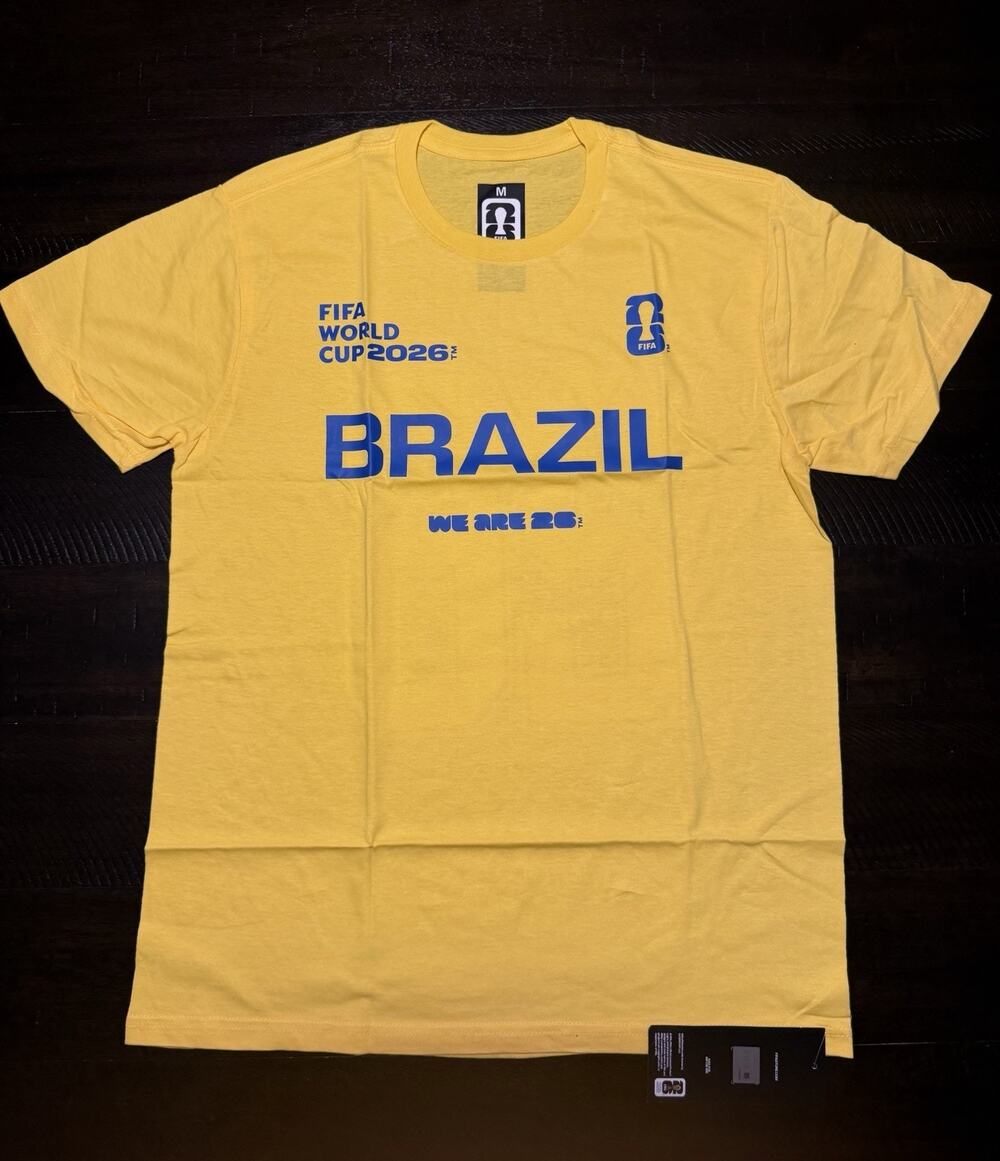FIFA World Cup 2026 Brazil Yellow/Blue T-Shirt Size M Officially Licensed